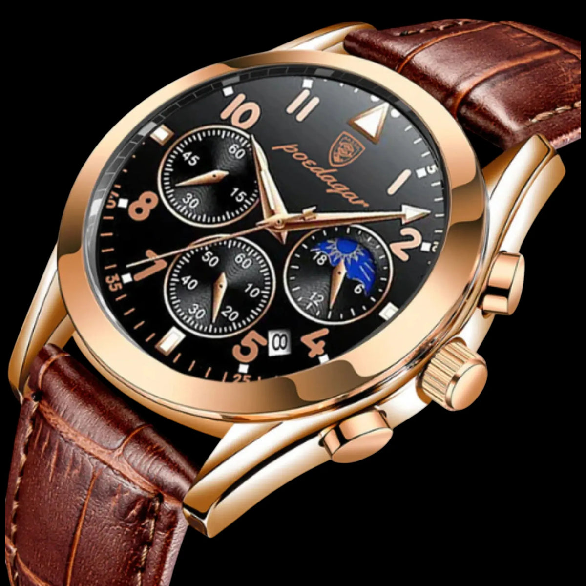 Varrene® Cognac, men's quartz watch, view 4