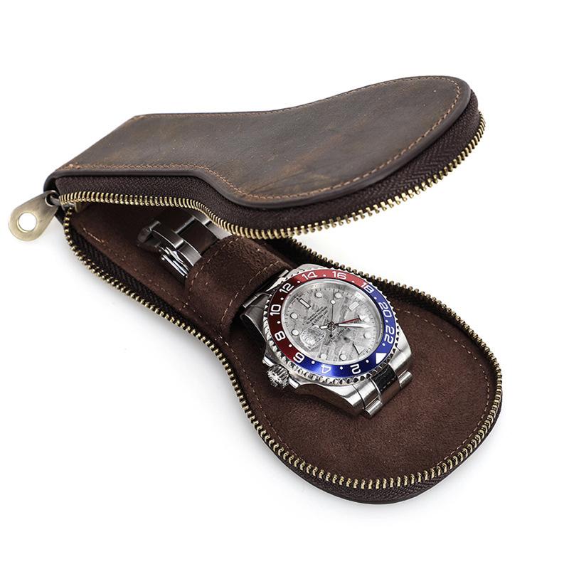 Vintage Leather Watch Travel Case, watch travel case