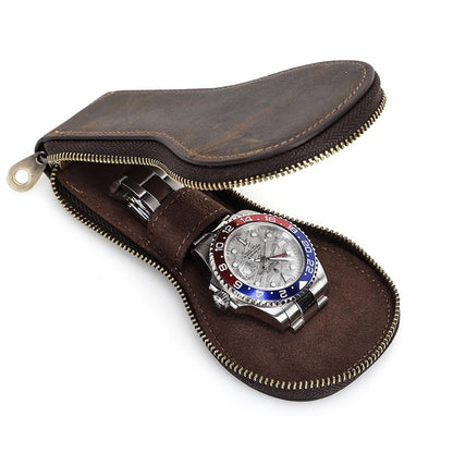 Vintage Leather Watch Travel Case, watch travel case