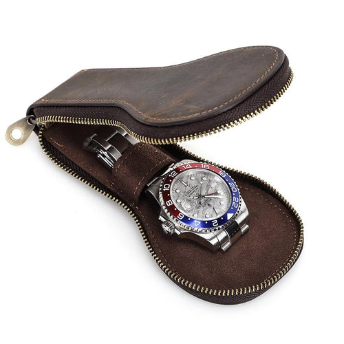 Vintage Leather Watch Travel Case, watch travel case