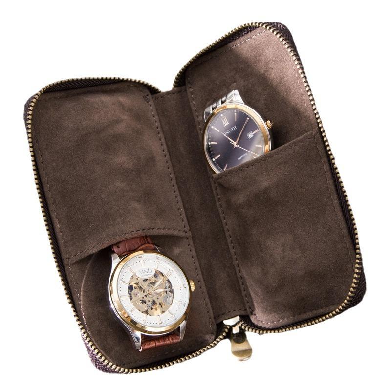 Vintage Handmade Leather Watch Storage Bag, case